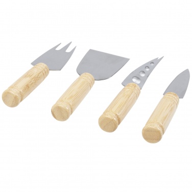 Logo trade promotional giveaways image of: Cheds 4-piece bamboo cheese set